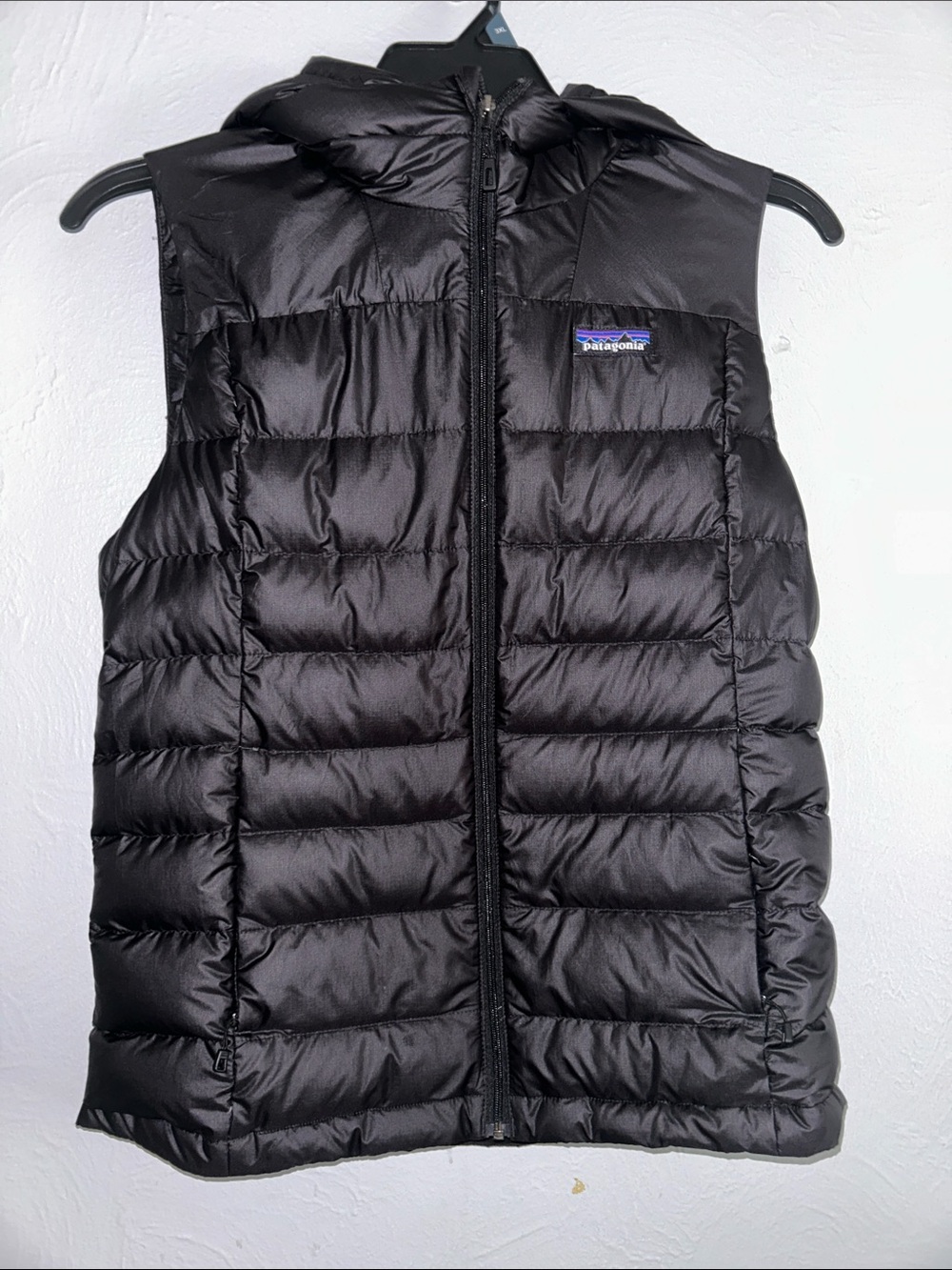 Patagonia Black Quilted Hooded Down Vest